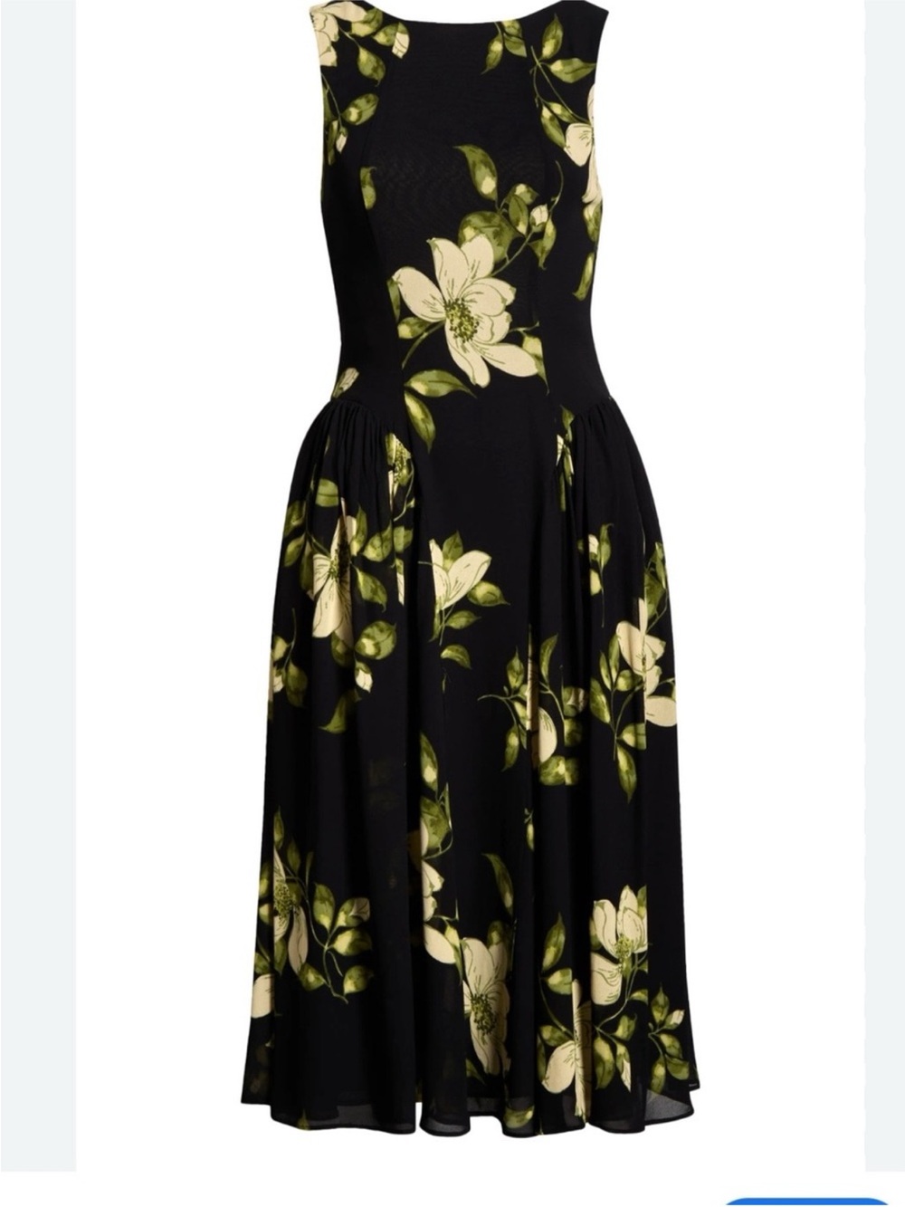 Reformation Anelis dress Black Floral Midi Dress - Black & Green
